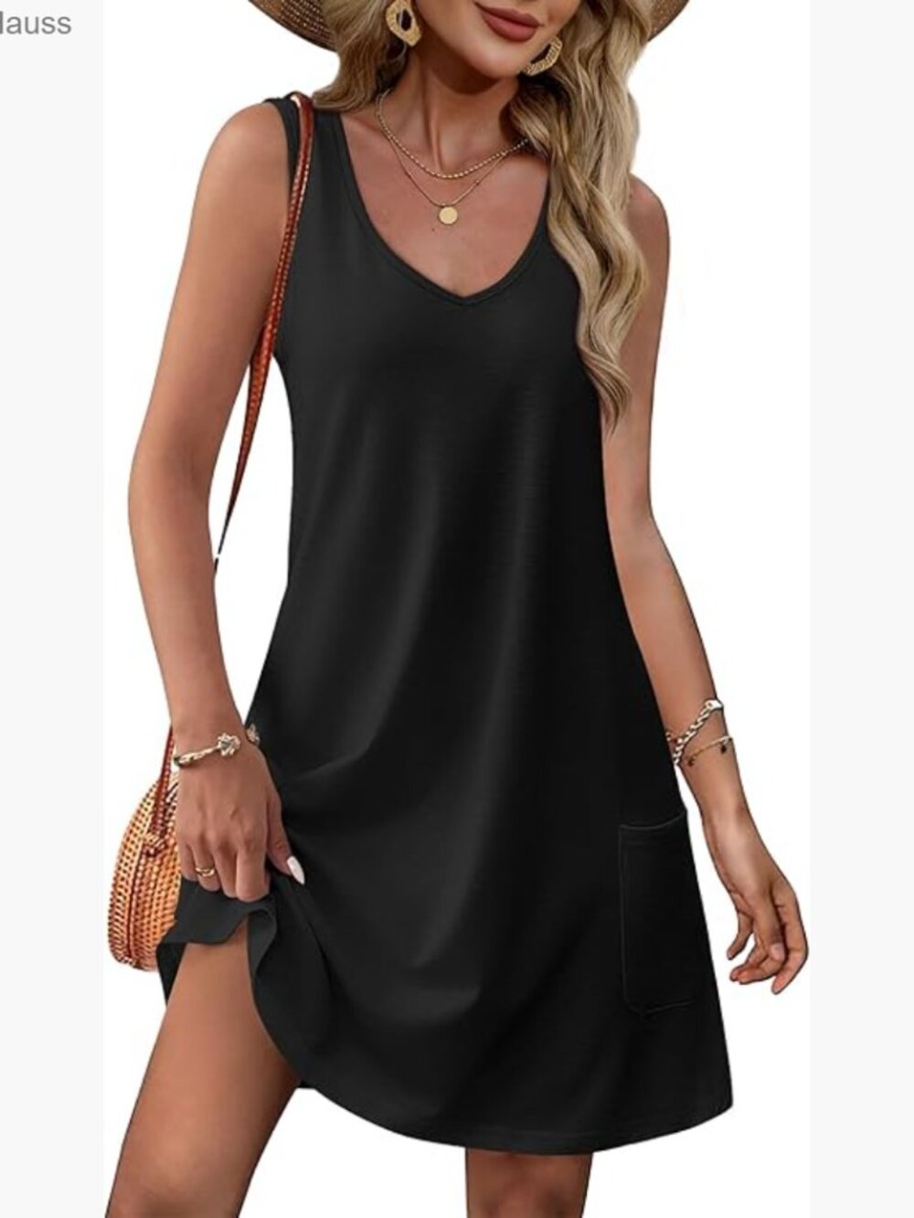 V-Neck Sleeveless Sundress with Pockets, Loose Fit Summer Dress